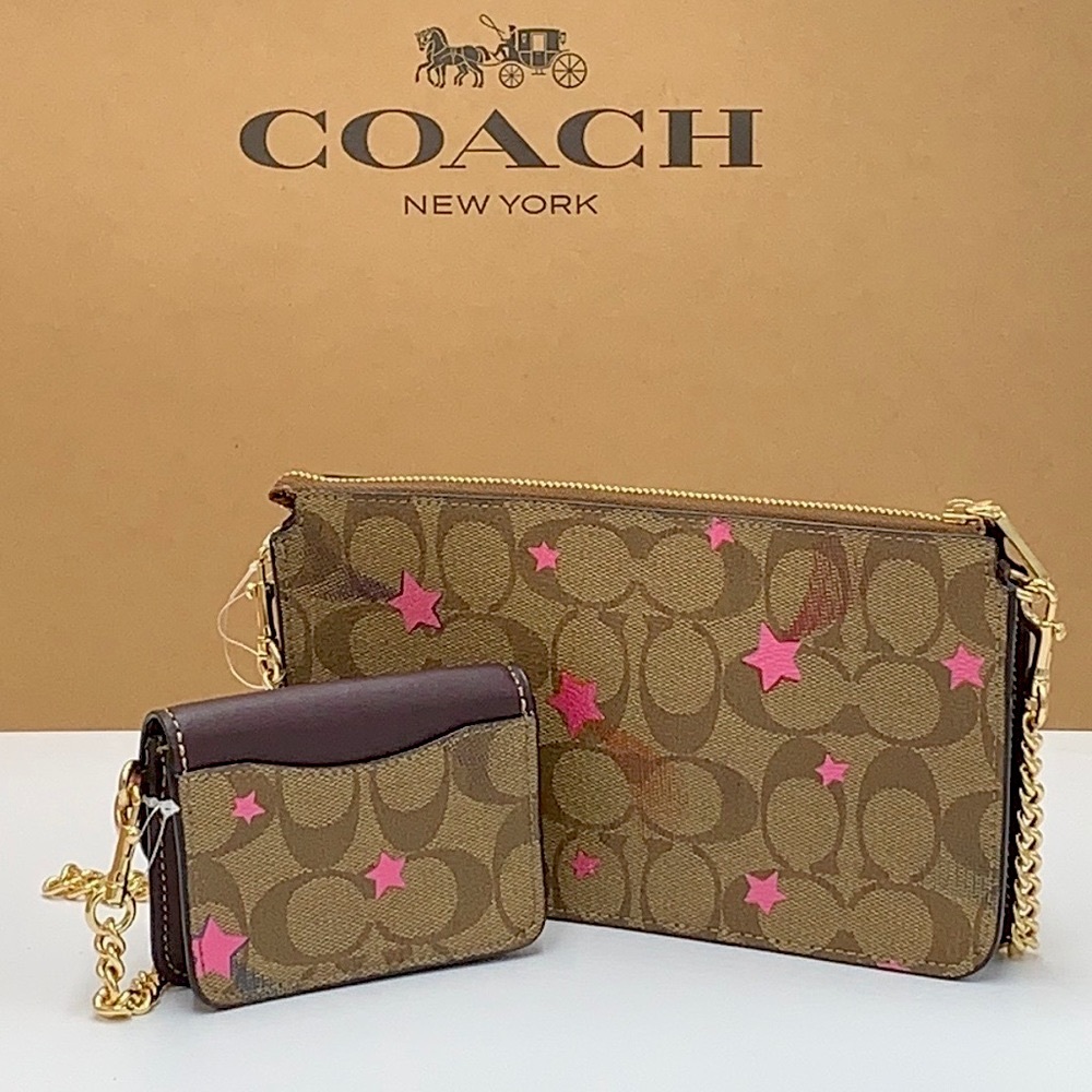 COACH Poppy Crossbody With Card Case In Signature Canvas With Disco Star Print - Picture 3 of 16